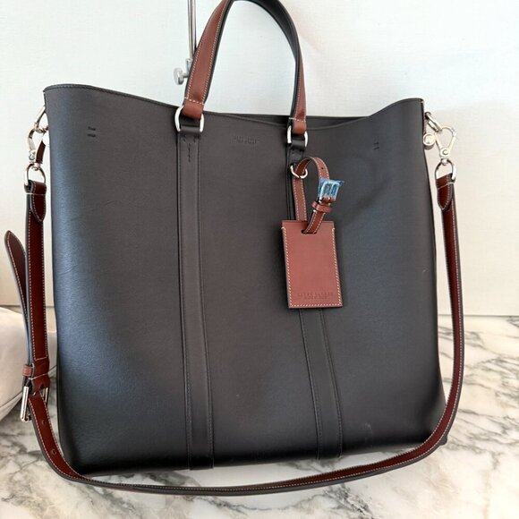 Ralph Lauren Men's Navy Blue Leather Darwin Tote, retail $2200 - Picture 3 of 15